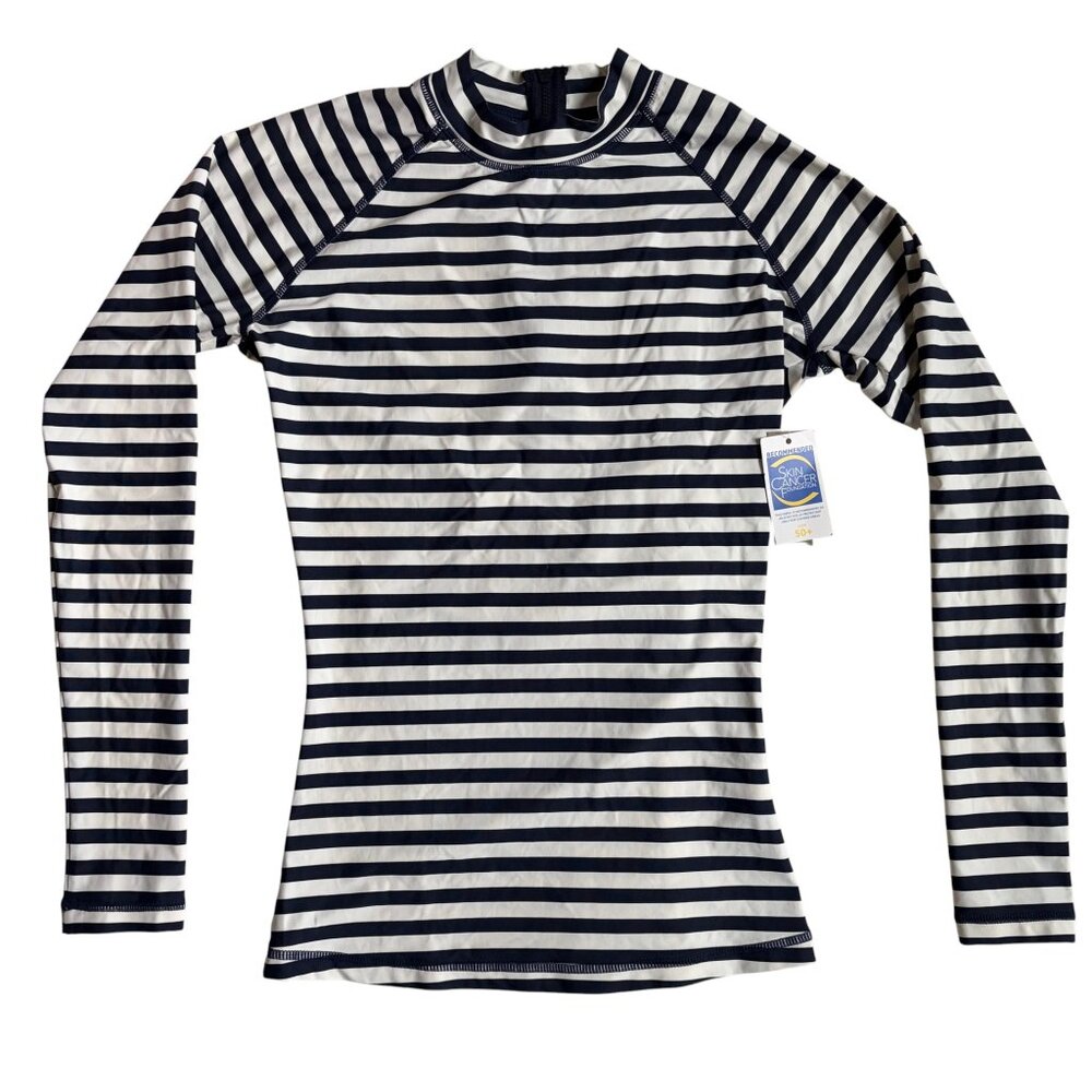 NWT J. Crew Navy and White Striped Long-Sleeve Rash Guard